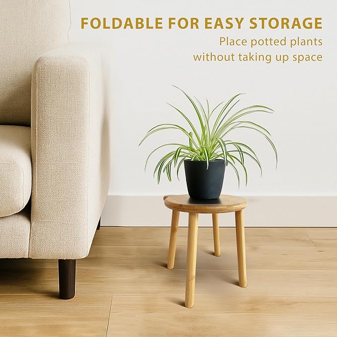 9.8 in Small Wooden Stool, Non-Slip Small Round Stool, Portable and Sturdy, Suitable for Footstools in Bedroom, Bathroom, Kitchen (S)