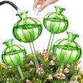 NiHome Plant Watering Globes 4-Pack (2 Small + 2 Large), Green Glass Cactus Self Watering Globe, Glass Waterer for Potted Plants, Automatic Mini Irrigation System, Adorable Gardening Tool