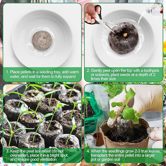 Legigo 50 Pcs 36mm Seed Starter Peat Pellets for Seedlings- Compressed Seed Starter Pods Seed Starting Pellets Plugs Soil Peat Pods for Starting Seeds, Garden Planting Herb Flower Vegetables