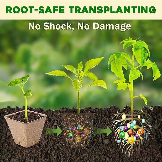 NNG 5PCS Seed Starter Tray with 90PCS Square Seed Peat Pots,Seed Starter Kit with Germination Trays Seedling Pots for Seedling Propagation and Plant Growing
