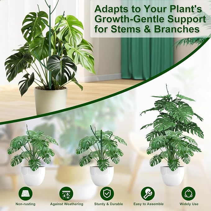 Yhtpouqe 10 Pack Stackable Monstera Plant Support, Garden Stakes for Climing Plants Stem Support, Durable Plant Accessories for Indoor Outdoor Potted Plants, Pothos, Vine, Flower Use