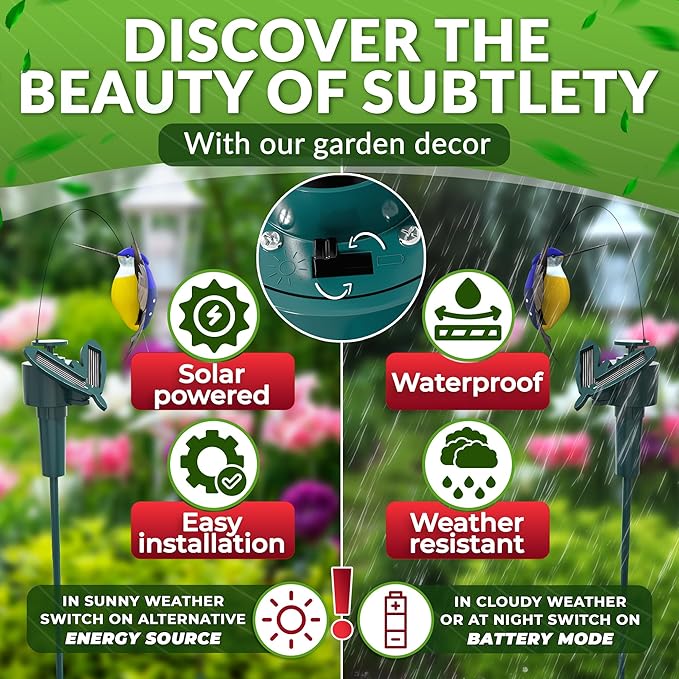 3 Pcs Hummingbird Garden Stakes That Move Like Real Birds - Decorative Garden Stakes, Fluttering Moving Hummingbird Decor, Waterproof Battery Powered Yard Decorations Outdoor for Plants Patio Lawn