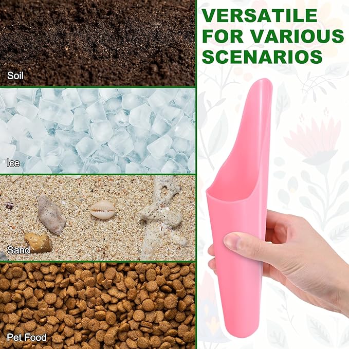 M METERXITY 2-Pack Bonsai Soil Scoops, Plastic Garden Soil Scoops Bucket Shovel Potting Scoopers for Transplanting/Flower Planting/Plant Succulent, Colorful Small Gardening Tools [Pink]