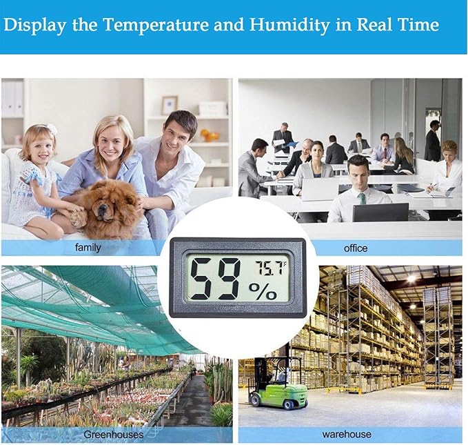 4-Pack Mini Digital Temperature Humidity Meters Gauge Indoor Thermometer Hygrometer LCD Display Fahrenheit (℉) for Reptile Tank,Jars,Guitar Case,Greenhouse, Garden, Cellar, Fridge, Closet