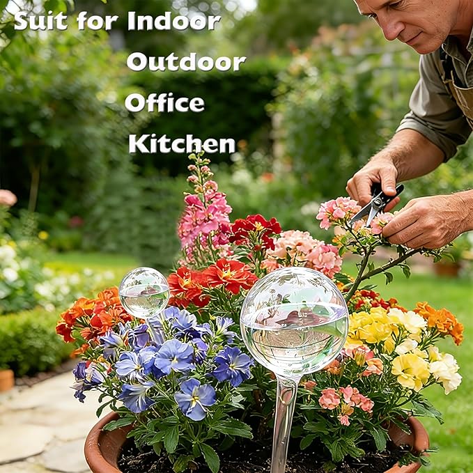 Plant Self Watering Globes – Durable Self Watering Bulb, Automatic Plant Waterer Stake Ideal for Vacation & Daily Plant Care, Keep Houseplant, Garden, Hanging Basket Plant Hydrated While You’re Away
