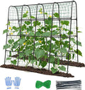 Garden Arch Trellis for Climbing Plants, Plastic-Coated Steel Trellis with Easy-Connect System, Includes Net, Ties & Gloves, Outdoor Plant Support for Vegetables (63" L x 63" H)