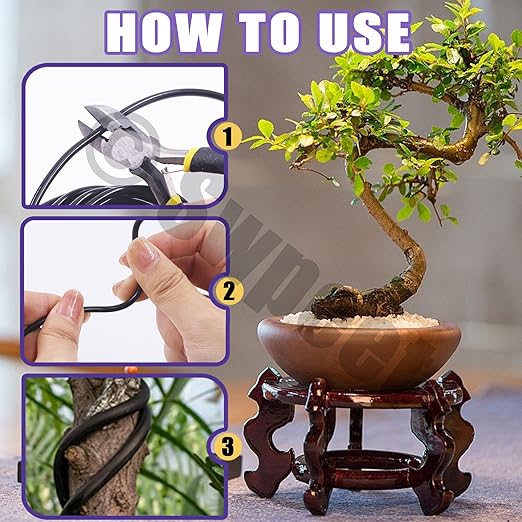 Swpeet 6Pcs 5 Sizes 0.8/1/ 1.5/2/ 3 mm Bonsai Training Wire 82 Feet Total with Wire Cutter, Aluminum Wire Bonsai Tool Kit, Bonsai Accessories for Bonsai Trees Indoor Garden DIY Tools
