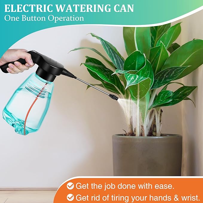 Electric Spray Bottle Plant Mister for Indoor Outdoor Plants, 0.5 Gallon Automatic Watering Can Rechargeable Battery Powered Sprayer with Adjustable Spout for Gardening, Cleaning(Green Style)