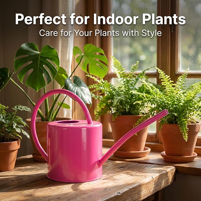 51 Ounce/1.5L Watering Can for Indoor and Outdoor Plants - Long Spout Water Can for Garden, Flower, House Plants, Decorative Watering Can(Rose)