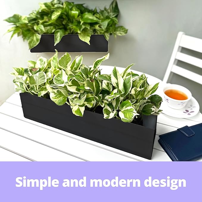 LaLaGreen Wall Planters for Outdoor Plants (36 Inch, 3 Pack) Carbon Steel Black Metal Hanging Flower Pot for Succulents, Wall Mount Rectangular Long Window Sill Box Balcony Fence Garden Deck Decor