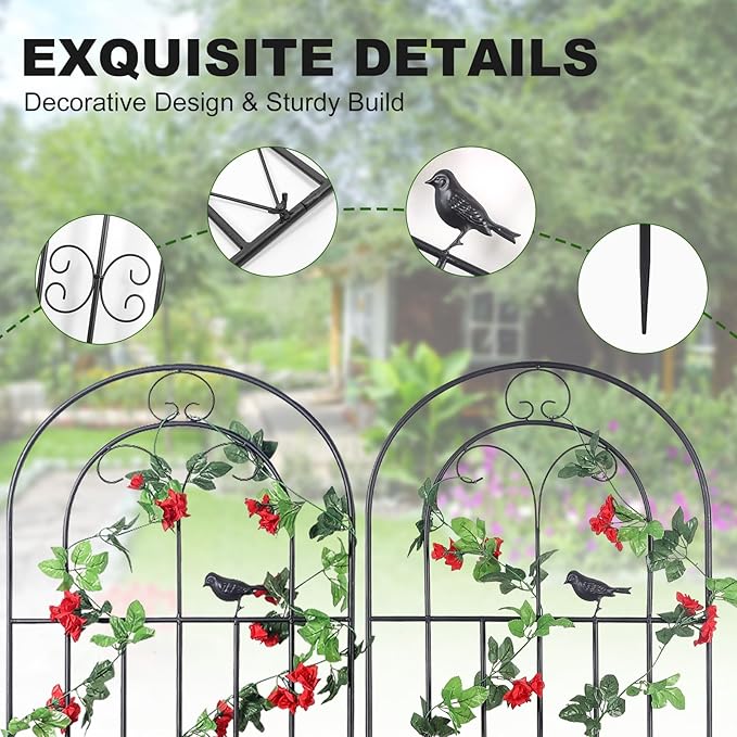 4 Pack 86.7" H x 19.7" WMetal Garden Trellis with Black Coating, Wire Lattice Grid Panel for Climbing Plants Outdoor Roses Vine Cucumbers Vegetables Flower Support (86.7" H, 4 Pack)