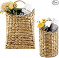 2 Pack Woven Hanging Basket Set, Wicker Wall Baskets Handmade Seagrass Planters for Front Door, Garden, Farmhouse Home Decor