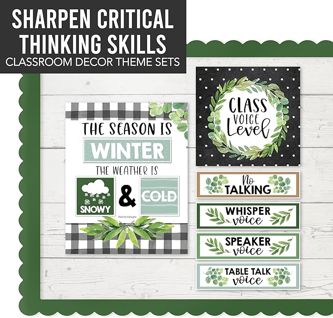Hadley Designs Classroom Calendar Set Bulletin Board Decorations - Greenery School Calendar for Classroom Decor, Kindergarten Preschool Elementary Teacher Must Haves, Homeschool & Daycare Essentials