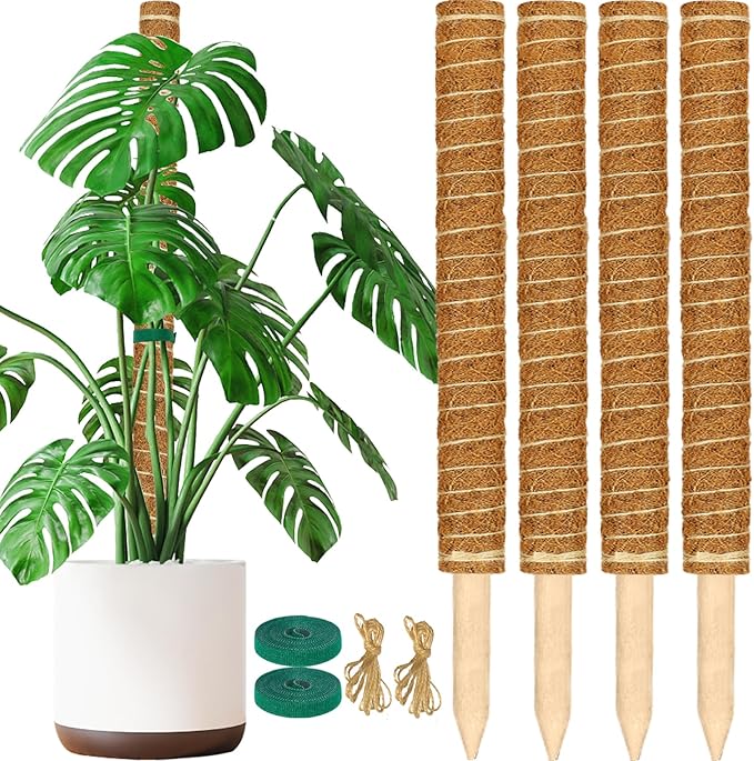 ALENEY Moss Pole, 4 Pack 23.6inch Stackable Moss Poles for Plants Monstera Plant Support, Coir Totem Pole Tall Moss Pole for Climbing Plant, Sphagnum, Indoor Potted Plants - Can Stacked Up to 72.8’’