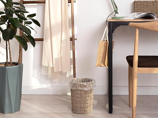 StorageWorks Wicker Waste Basket, Small Trash Can with Handwoven Seagrass, Wicker Garbage Can for Bedroom, Bathroom, 1 Pack