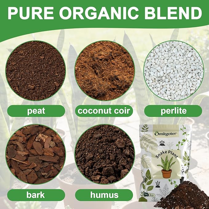 Organic Snake Plant Potting Soil 1qt- Well-Draining Nutrient-Rich Mix for Healthy Roots & Faster Growth, Natural Soil for Sansevieria Plants