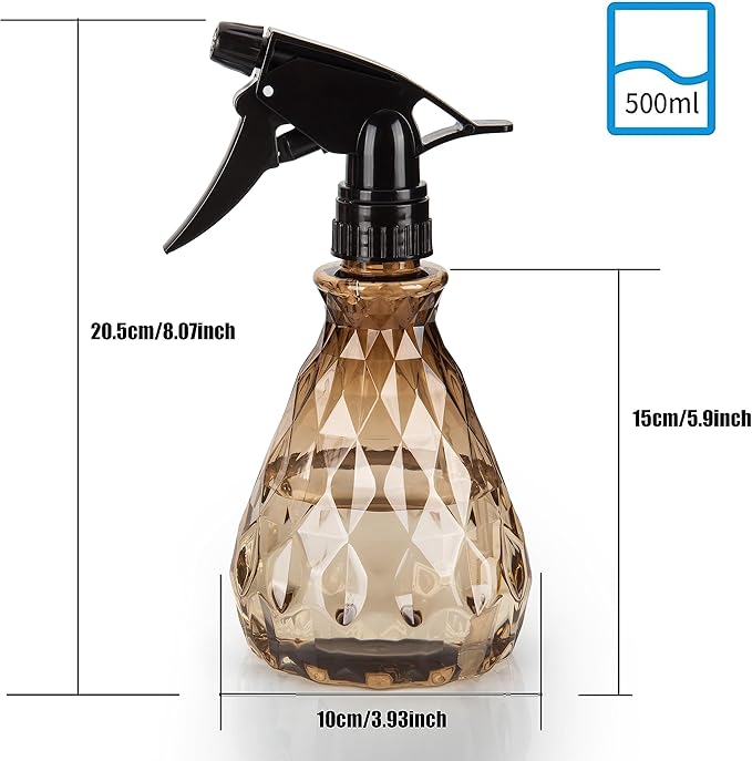 wugongshan 2 Pcs Spray Bottles, 500 ml/17 oz Empty Water Spray Bottles, Plastic Reusable Adjustable Mist Sprayer Squirt Bottles Containers Refillable for Cleaning Solutions, Gardening, Plants