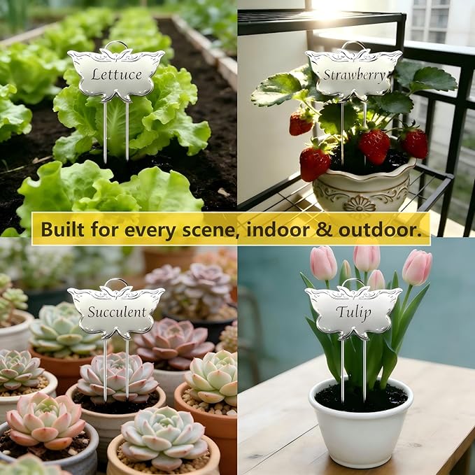 Metal Plant Labels 11in Tall 30 Pack Silver Outdoor Waterproof Garden Label Large Garden Seed Stake Tags for Flowers Fruits and Vegetables