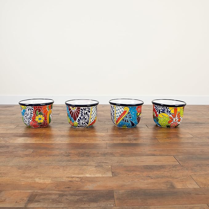 Nearly Natural Handcrafted Talavera Ceramic Planter - 9in x 12.5in, Vibrant Hand-Painted Mexican Design, Suitable for Faux and Live Plants with Drainage Hole, Colorful Home Decor, Not Food Safe