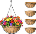 Hanging Baskets for Outdoor Plants (12 inch 4 Pack) Black Metal Wire Flower Basket Coconut Coir Hanging Planters with Chain Indoor Plant Holder for Patio Garden Balcony