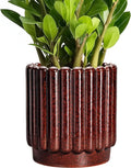 Ceramicfor Ceramic Pots for Plants - 7.6 Inch Indoor Planter, Decorative Plant Pots with Drainage Hole, Fluted Ceramic Flower Pots, Round Planter Outdoor, Patio Decor, Gifts for Plant Lovers, Red