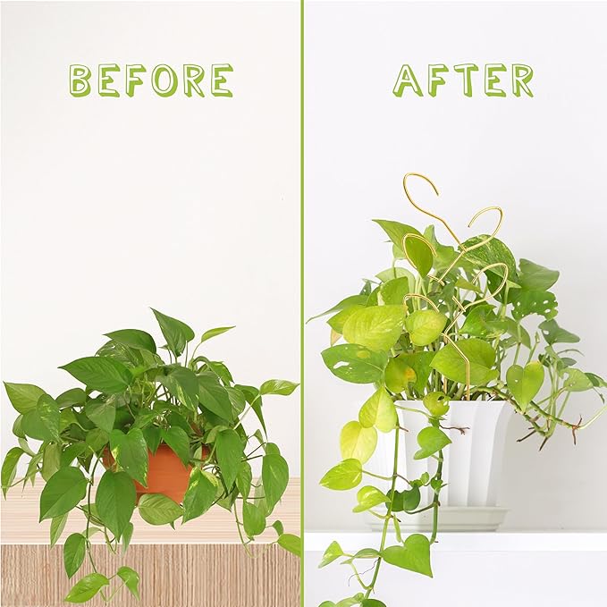 2 Pcs Metal Leaf Shape Garden Trellis for Climbing Plant, Potted Plants, Mini Plants, Indoor Plants Trellis, Home Plant Tool, Plant Lover Gifts Ideas for Garden Potted, Hoya, Pothos, Monstera(Gold)