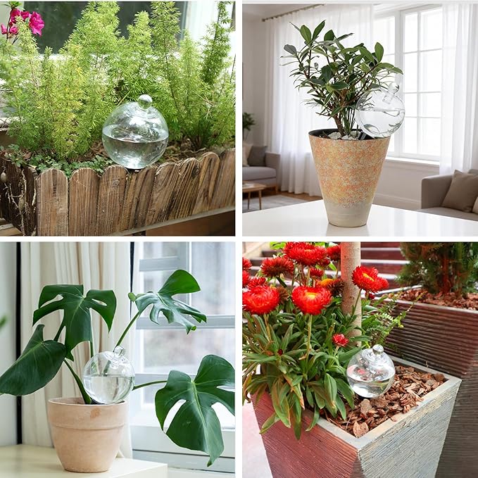 2 Pack Plant Watering Globes with Covers 17oz Self Watering Planter Insert, Plastic Water Bulbs, Indoor/Outdoor Plant Watering Devices for Automatic Drip Irrigation