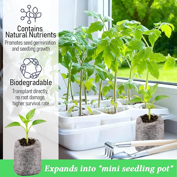 Legigo 50 PCS 40mm Peat Pellets Seed Starter Soil, Compressed Seed Starting Pods Plant Starter Soil Pods Plugs for Seedlings, Peat Pods for Starting Seeds, Herbs Tomatoes Flowers and Vegetables