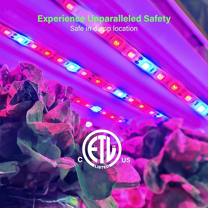 Full Spectrum LED Grow Light Tape, 11.8 ft Flexible Strip Kit for Indoor Plants and Gardening, 24W Plug-in Design, Water Resistant