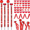 119Pcs Garden Stake DIY Fairy Wand Plant Stake with Red Large Hole Beads Crystal Diamond Stopper Top 4 Stainless Steel Threaded Rod Beaded Garden Stakes for Outdoor Indoor Yard Patio Decorations