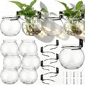 Baderke 6 Sets of Plastic Wall Planters for Indoor Plants Plant Propagation Station Hanging Planter Propagation Vases with Flower Pot Holder Ring for Artificial Wall Plants Indoor Outdoor Decor