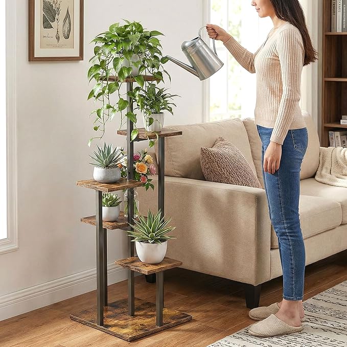 5 Tier Plant Stand Indoor, Tiered Plant Stands for Indoor Plants Multiple, Corner Flower Stand for Living Room, Multi-Layer Vintage Design Plant Shelf