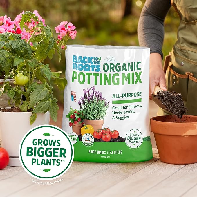 Back to the Roots 100% Organic Potting Mix (Value 12 Quart) | Premium Blend | Made in the USA
