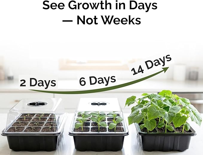 Seed Starter Kit with Humidity Dome – 12-Cell Indoor Pre-Seeded Seed Starting Tray with Marigolds & Microgreens – Complete Growing Kit with Seeds Included