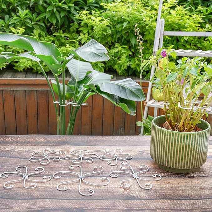 YOHSNOR 5PCS Monstera Plant Support Hook White 4.1 * 4.1 Inch – Set of 5 Durable Metal Stem Stabilizer Clips & Soft Grip Leaf Holders for Healthy Growth of Monstera & Fishbone Cactus