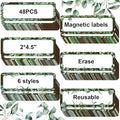 Kanayu 48 Pcs Eucalyptus Magnetic Dry Erase Labels Reusable Name Tag Plate Flexible Magnetic Label Sticker Blank Writable Card for Whiteboard Classroom Home Office Fridge(Stylish,1.97 x 4.53 Inch)