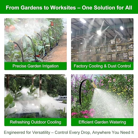 80FT Drip Irrigation System for Garden – Automatic Watering Kit with Solid Brass Metal Connectors, 360° Bendable Tubing &22 Adjustable Nozzles for Greenhouse, Lawn, Yard & Plants