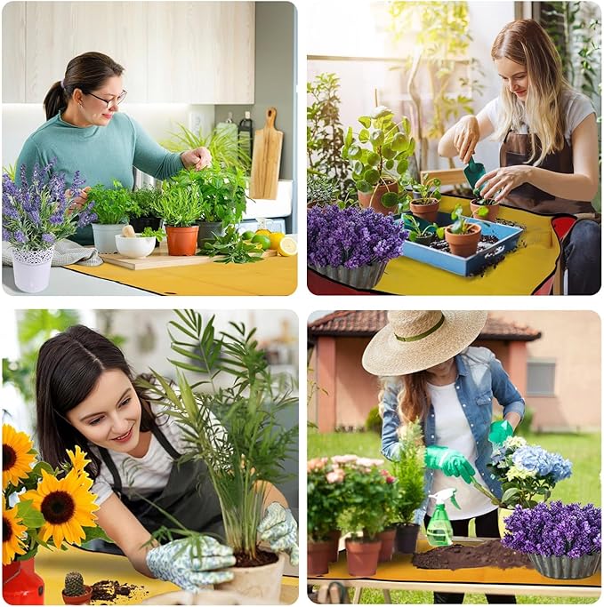 39"x31" Orange Thickened Repotting Mat for Plant Transplanting, Waterproof Tray for Potting Soil Mess Control, Portable Gardening Mat with Protective Gloves, Best Gift for Gardeners