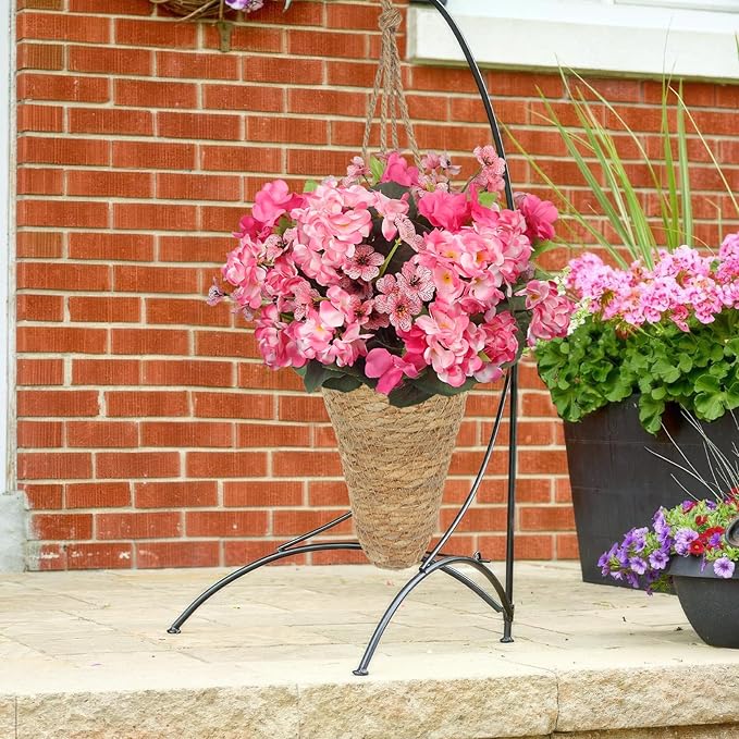 CITYES 2 Pcs Hanging Basket for Wall Conical Hanging Wicker Basket with Hemp Rope Handmade Wall Planter for Garden Home Flowers Planters Boho Decor Front Door Porch Entryway (Flowers Not Included)