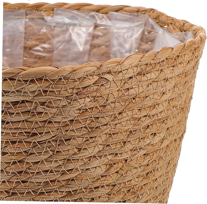 BESPORTBLE 2Pcs Hand Made Woven Flower Basket Durable Straw Decorative Planter Baskets for Home and Storage Classic Texture Design
