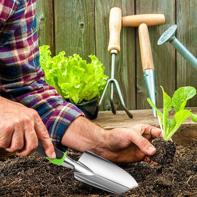 Yaocom Garden Shovel Aluminum Alloy Heavy Duty Trowel Garden Tool Small Shovels for Digging Metal Hand Trowel Spade with Soft TPR Handle for Lawn Yard Farm Home Shop Planting(24 Pcs)