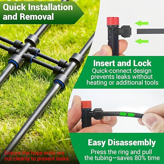 Drip Irrigation System for Garden, 2026 Upgraded Automatic Plant Watering Kit with Quick Connect PE Tubing, 30 Water-Saving Adjustable Drip Emitters for Yard, Lawn, Raised Bed & Greenhouse (100FT)