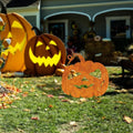 Halloween Garden Stake Rusty Funny Pumpkin Pattern Halloween Party Yard Metal Decor Gifts for Day of The Dead, Rusty