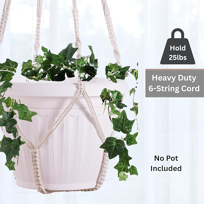 Giant XXL 55 Inches Macrame Planter Hanger Large for 15 inch Pot + Swag Hook | Extra Large Hanging Planter for Indoor Plants | No Pot/Plant Included (XXL)