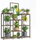 EnHomee Plant Stand Indoor Tall Plant Stand Outdoor Large Wood Plants Shelf with 10-12 Pots for Patio, Living Room, Garden, Balcony, 34.5" Wx47.3 Hx11.78 D