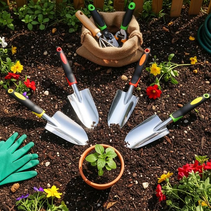 Yaocom 36 Pcs Garden Shovel Aluminum Alloy Heavy Duty Trowel Small Digging Shovels Metal Hand Trowel Spade with Soft Handle for Garden Lawn Yard Planting Tool (Wide Shovel,Mixed Colors)