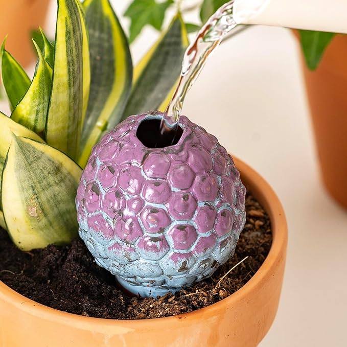 Mother’s Day Gift for Mom from Daughter or Son, 4 Pack Terra Cotta Watering Globes, Handcrafted Cactus Shaped Self-Watering Spikes, Slow Release Plant Water Bulbs for Indoor & Outdoor Pots