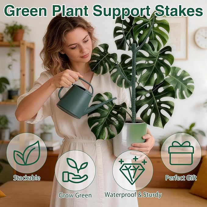 10 Pack Stackable Plant Support Stakes, 75inch Climbing Plant Sticks Structures for Monstera with Garden Ties, Durable Alternative to Moss Pole for Indoor Outdoor Plants