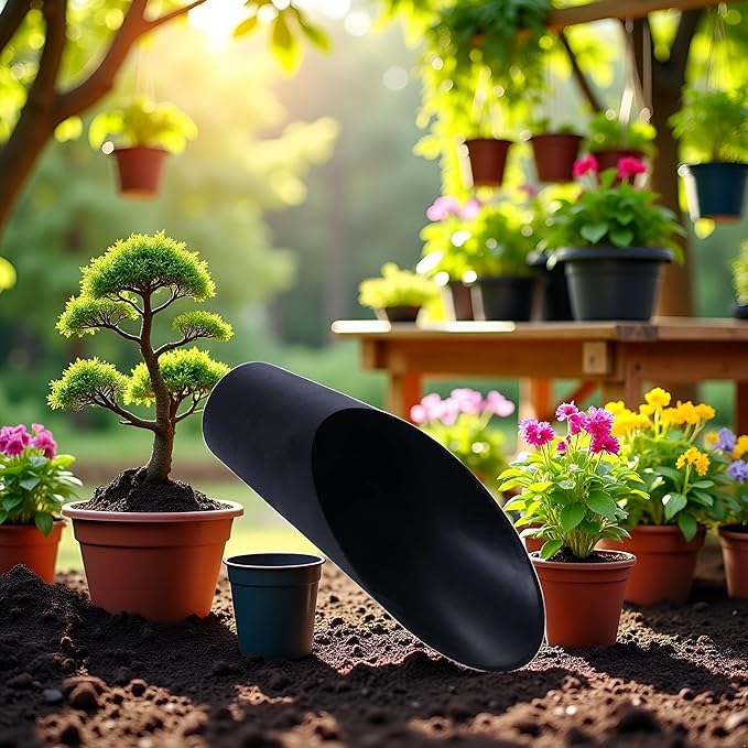 Black Bonsai Soil Scoops,Plastic Garden Soil Scoops,Colorful Gardening Tools Potting Scoopers Bucket Shovel for Flower Planting Bonsai Potting Garden Soil