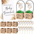 Geetery 101 Pcs Succulent Baby Shower Party Favors for Guests Include 1 Wooden Table Sign 50 Kraft Succulent Pots and 50 Tags for Baby Shower Party Gifts(Boho)